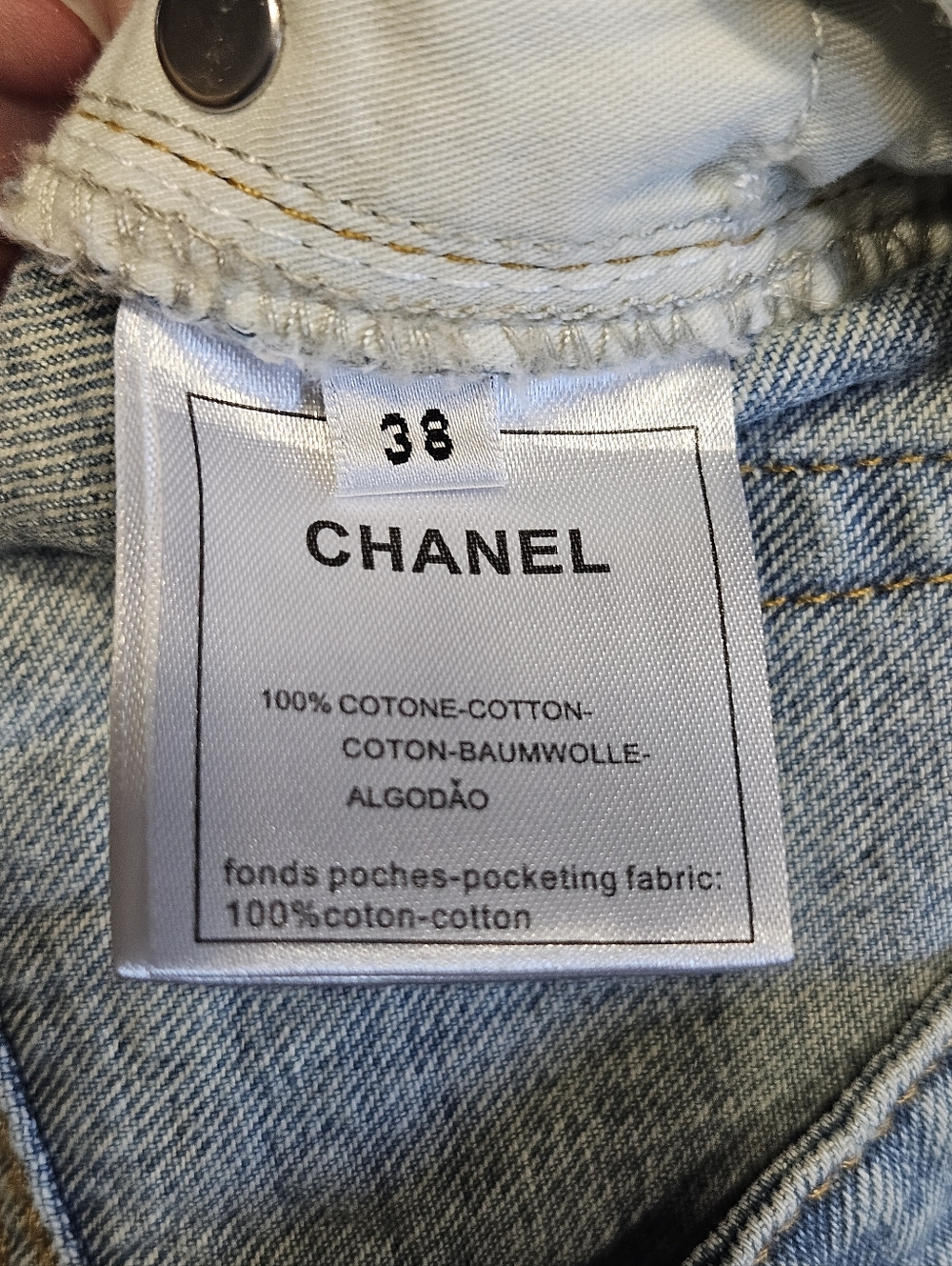 NEW - Light Blue Chanel Inspired CC Skinny Jeans - Sz 38 - Picture 5 of 6